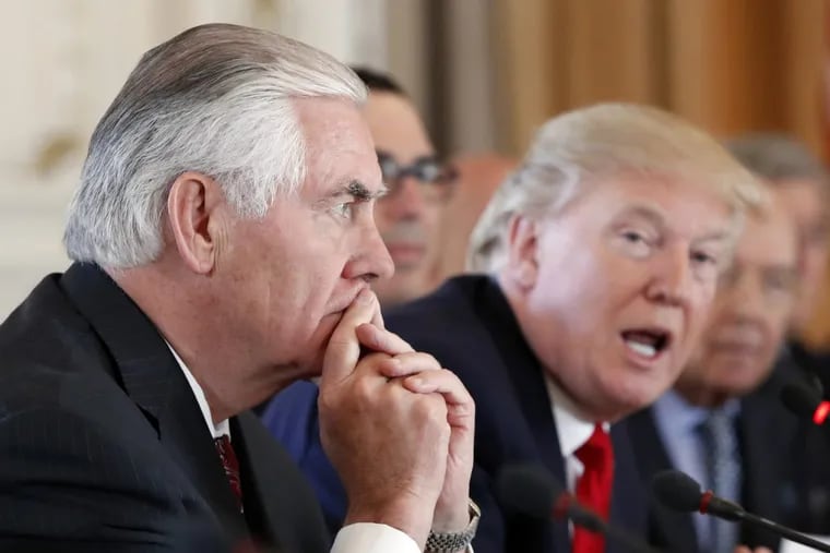 Former Secretary of State Rex Tillerson and President Trump.