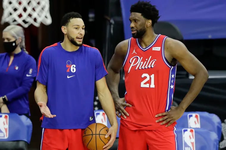 Sixers guard Ben Simmons (left) and center Joel Embiid.