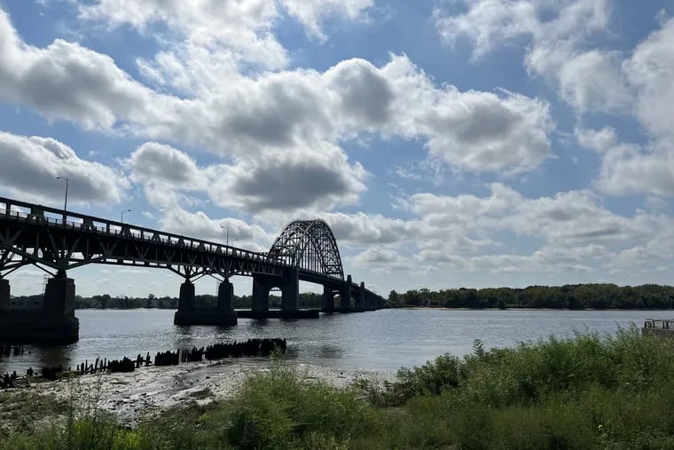 A view of the Tacony-Palymra Bridge at Lardner's Point Park, Philadelphia. Construction began on a half-mile trail that will connect the park to the Tacony boat launch, part of an 11-mile trail on the Delaware River's northern segment in Philadelphia.