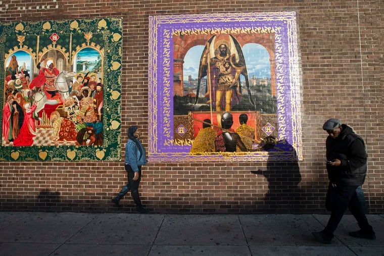 Plans for street improvements on 52nd Street have spurred fears of gentrification in West Philadelphia.  The murals on the Lucien Blackwell Free Library on Feb. 19, 2020.