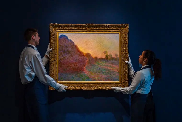 This undated photo provided by Sotheby's shows Claude Monet's painting titled "Meules." The painting, one of Monet's iconic renderings of haystacks, has fetched a record $110.7 million at an auction in New York. The 1890 painting sold at Sotheby's sale of Impressionist & Modern Art Tuesday night, May 14, 2019. (Courtesy Sotheby's via AP)