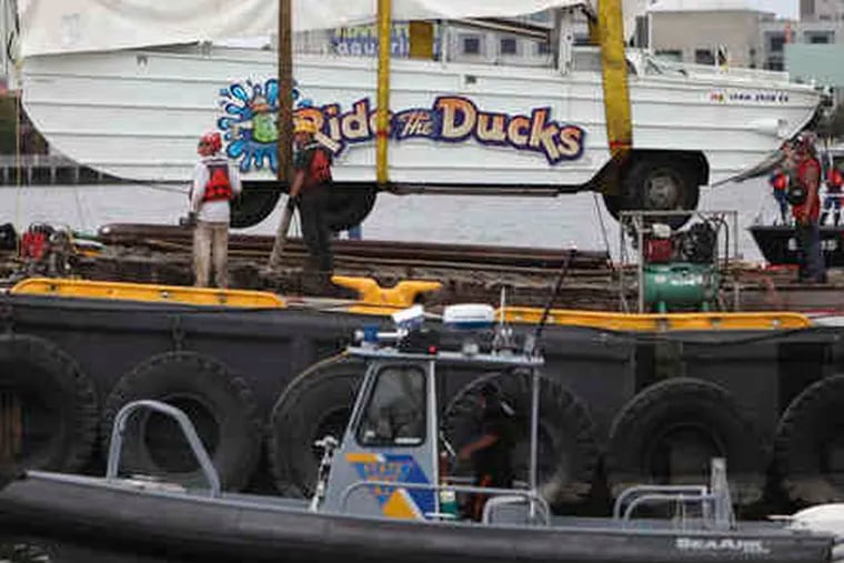 Recovery operations on the Delaware River on July 9 after two Hungarian students died in a Duck-boat accident.