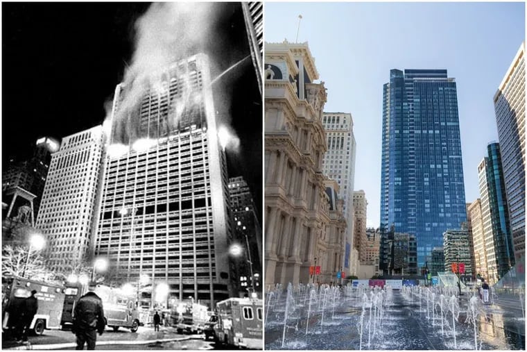 A 1991 fire destroyed One Meridian Plaza, on the south side of Philadelphia's City Hall. Eight years would pass before the burned-out hulk was torn down. It was replaced by a luxury condo tower called the Residences at the Ritz-Carlton.