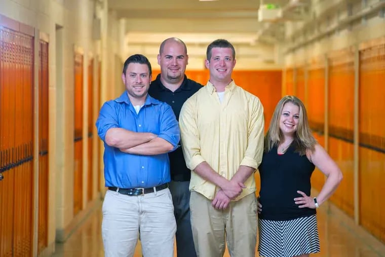 A four-member team of teachers from Northeast High School will spend part of their summer vacation at Stanford University participating in a fellowship program for educators. Shown are participants (from left) Yaniv Aronson, Joel Legatt, Jeremy Cress, and Lauren Ball.