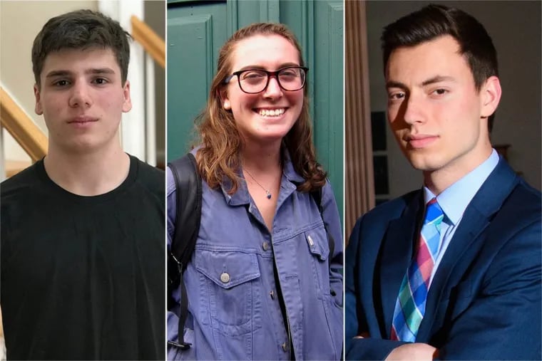 Student leaders helping to organize Philadelphia’s “March for Our Lives.” From left to right: Ethan Block, 16; Jana Korn, 21; Andrew Binder, 18.