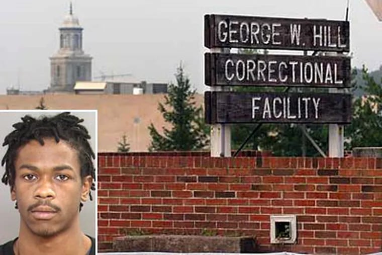Accused killer Taaqi Brown walked out of the George W. Hill Correctional Facility after he was given the paperwork for another inmate with a similar name. (Clem Murray / Staff Photographer)