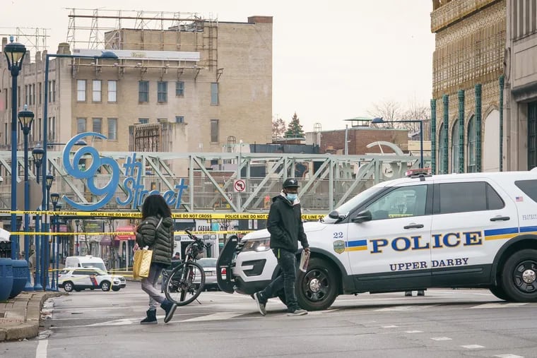 Police at 69th Street Terminal, in Philadelphia, December 2, 2021.