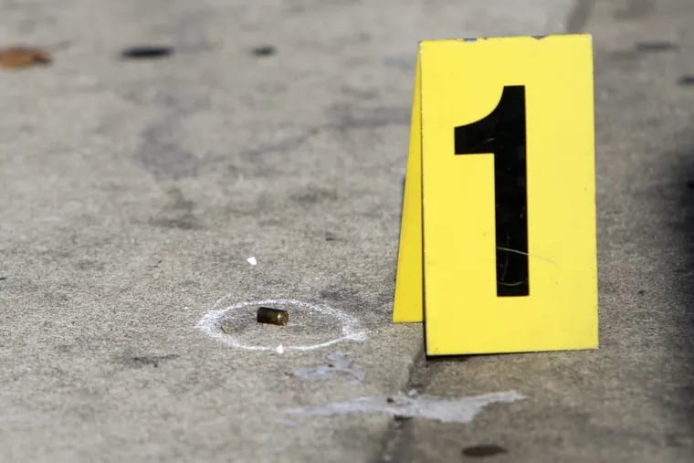 File photo: A bullet shell casing at a crime scene in Philadelphia.
