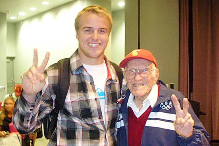 Matt Barkley with his friend, famed World War II Lou Zamperini.