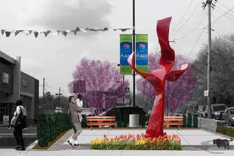 This artistic illustration at the parklet at Chelten and Pulaski avenues provides an example of the beautification projects the Germantown Special Services District plans to undertake. (Photo: Philadelphia City Planning Commission)