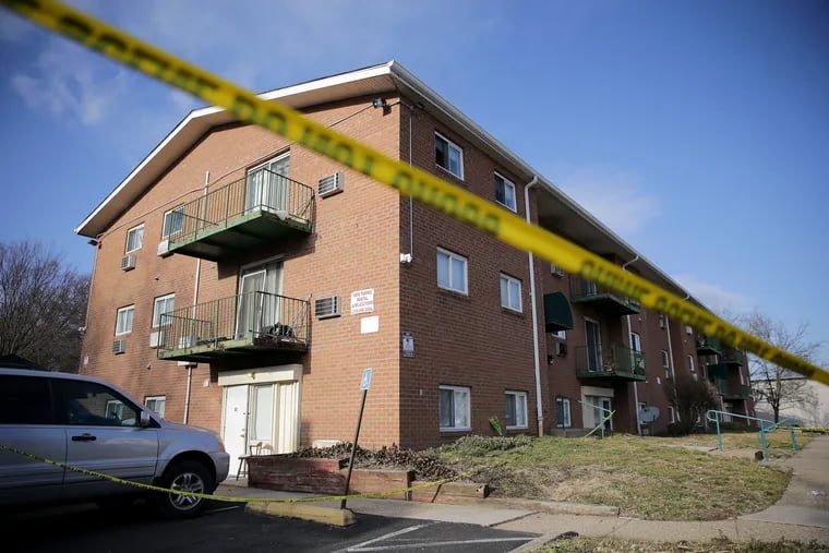 An overall view of the Robert Morris Apartments in Morrisville, Pa. on Feb. 26, 2019. Shana S. Decree, 45, and her daughter Dominique Decree, 19, were charged with five counts each of homicide and one count of conspiracy in the deaths of five family members whose bodies were found inside a unit of the apartment building.