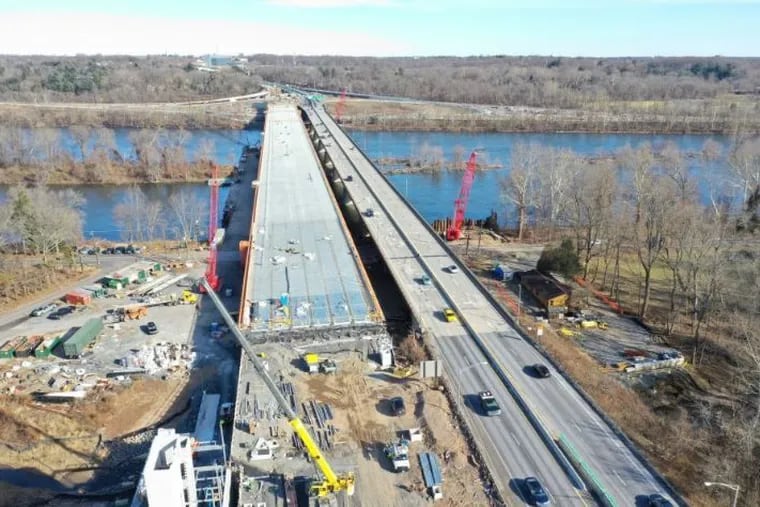Construction on the new Scudders Falls Bridge in 2018.