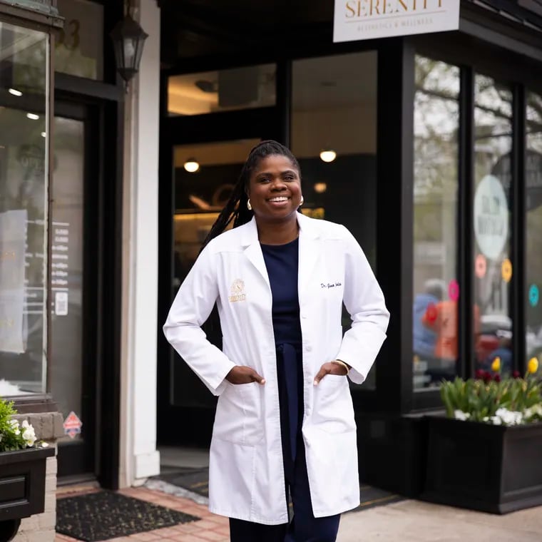 Owner Gina Charles poses for a portrait at Serenity Aesthetics & Wellness Medical Spa on Germantown Avenue in Philadelphia, Pa., on Thursday, April 18, 2024.