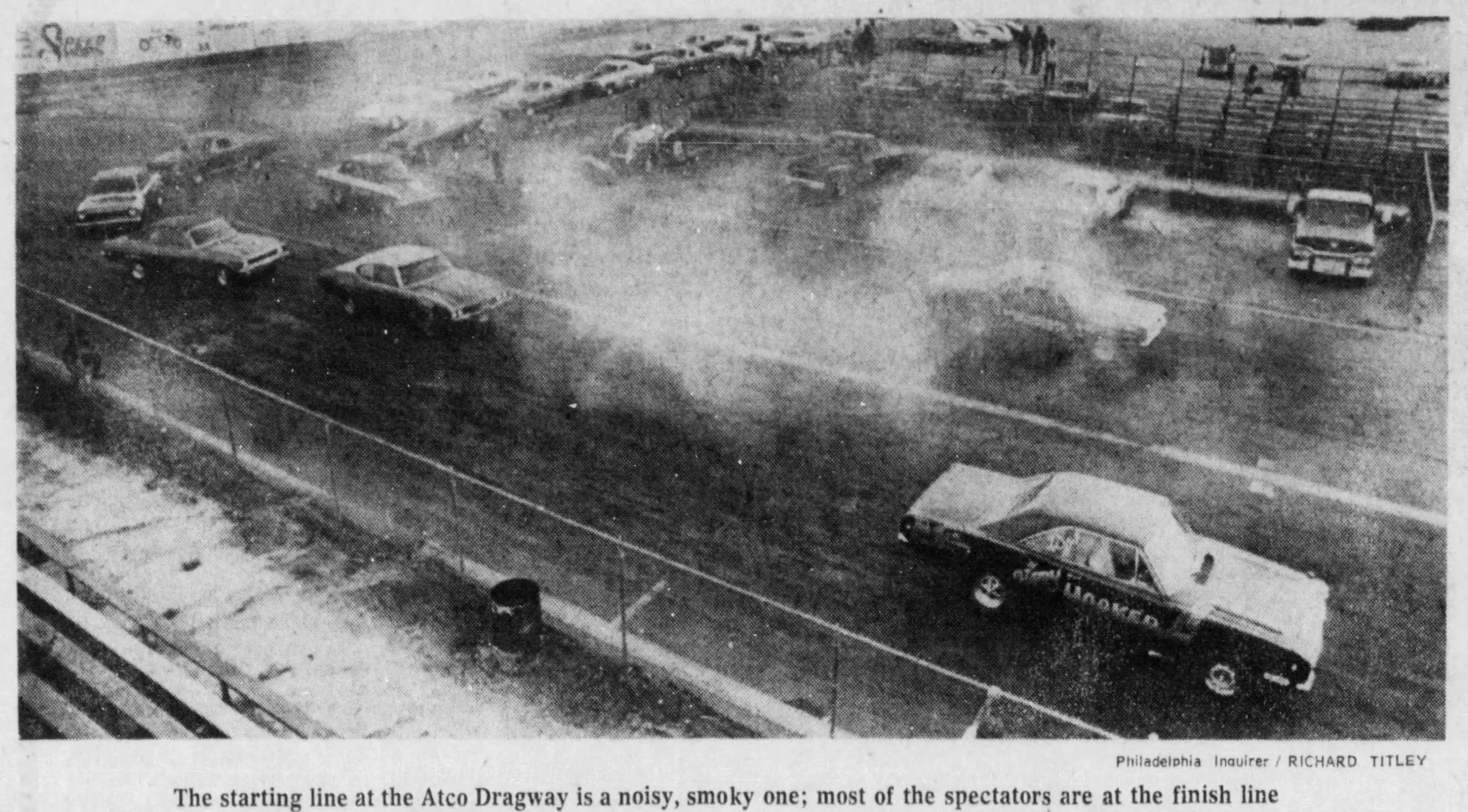 The starting line at Atco Dragway, as shown in a July 6, 1975, edition of The Inquirer.