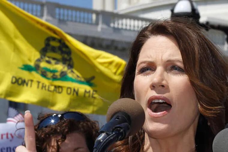 Michelle Bachmann speaks at a Tea Party rally in April 2011. (AP Photo/Alex Brandon)