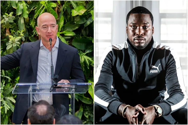 Amazon founder and chief executive Jeff Bezos; Rapper Meek Mill