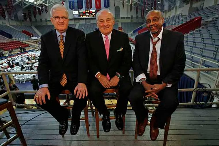 Three Philadelphia coaching icons (from left):  Speedy Morris, Rollie Massimino, and John Chaney on Jan. 29, 2010.