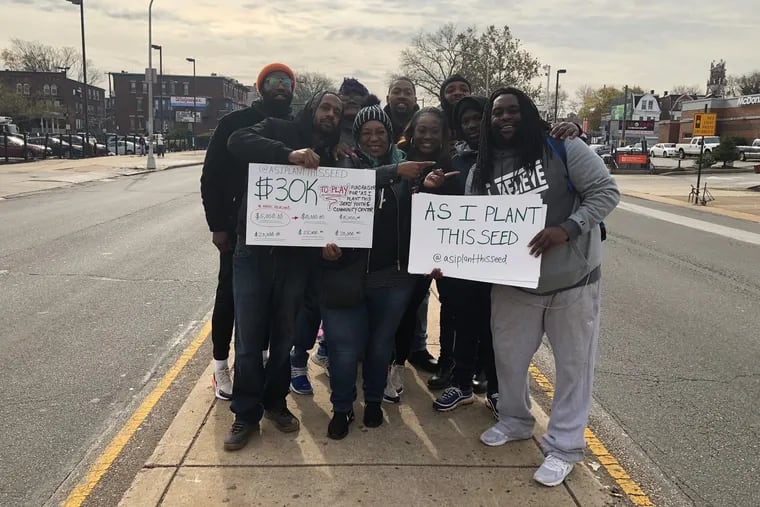 Ryan Harris, founder of As I Plant This Seed mentoring program, vowed to camp out near a North Philadelphia traffic medium until he was able to raise $30,000 for a new center.