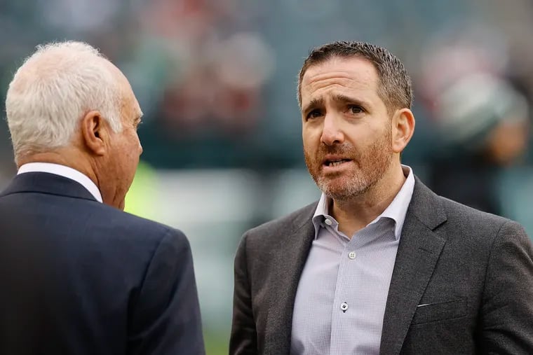 Eagles general manager Howie Roseman has two first-round picks to play with it in April's draft.