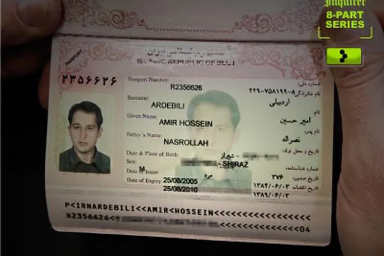 Iranian arms broker Amir Ardebili carried his passport with him to Tbilisi, Georgia – it was his first trip out of his home country. (David M Warren / Staff Photographer)