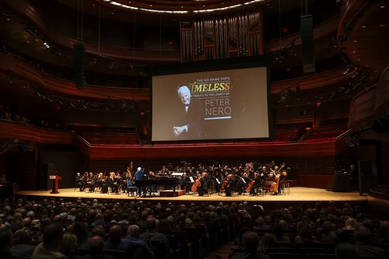 The No Name Pops performing a concert honoring the Philly Pops’ former leader, Peter Nero, who died last summer at age 89, in Verizon Hall Saturday.