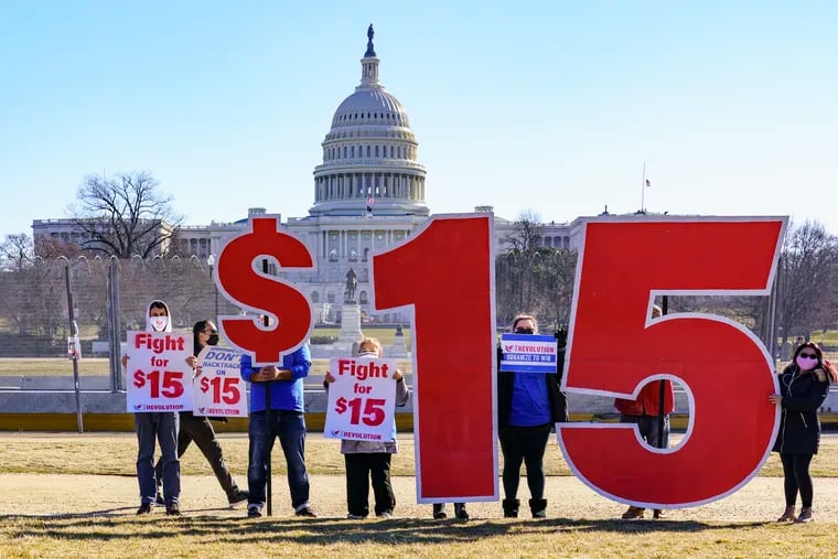 Activists campaigning for a $15 minimum wage near the U.S. Capitol in Washington last month.
