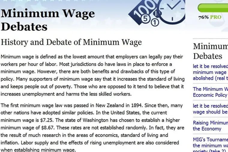 You can join the minimum-wage discussion at Debate.org.