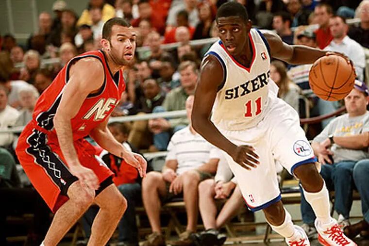 The 76ers lost their preseason opener to the New Jersey Nets, 103-96. (Jeanna Duerscherl/The Roanoke Times/AP)