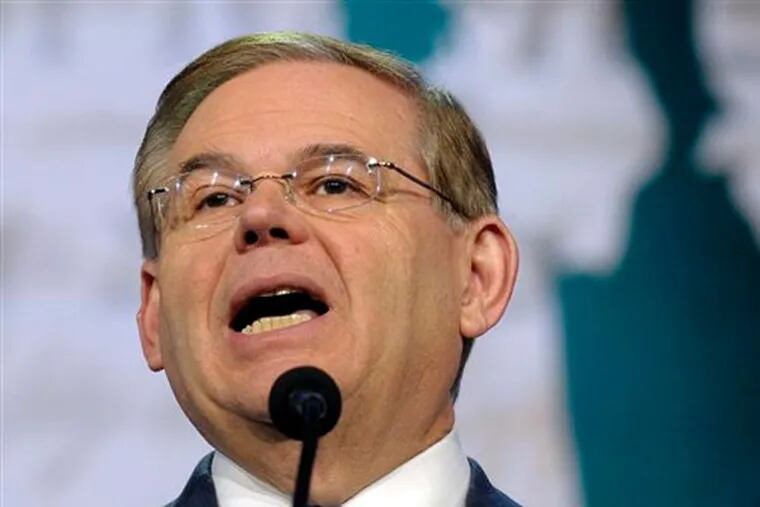 FILE - In this March 5, 2013 file photo, Senate Foreign Relations Committee Chairman Sen. Robert Menendez, D-N.J. speaks in Washington. The murky allegations involving Menendez, one of his top donors and prostitutes in the Dominican Republic have twisted in confusing directions this week. (Susan Walsh / Associated Press)