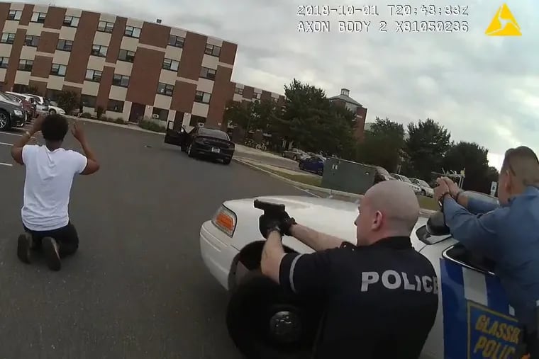 Glassboro police bodycam footage shows officers pulling guns on two unarmed Rowan University students on October 1.