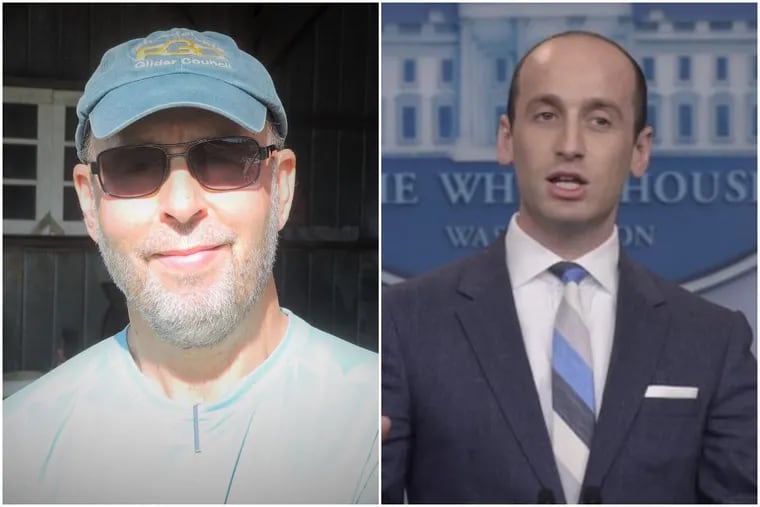 David S. Glosser (left), of Yardley, criticized his nephew, White House adviser Stephen Miller (right), in an op-ed that went viral this week.
