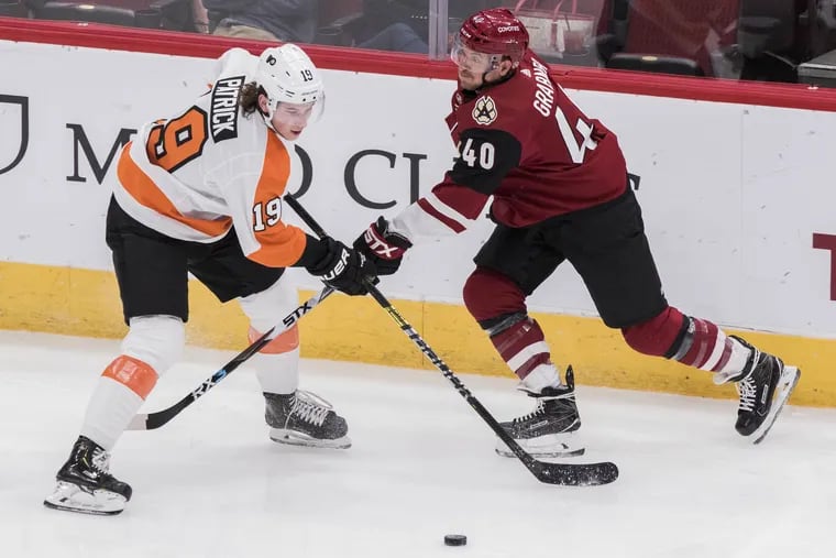 Nolan Patrick (19) and his Flyers teammates will try to defeat Arizona again.