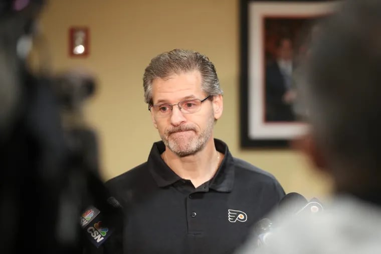 Flyers GM Ron Hextall at the Flyers Skate Zone in April.