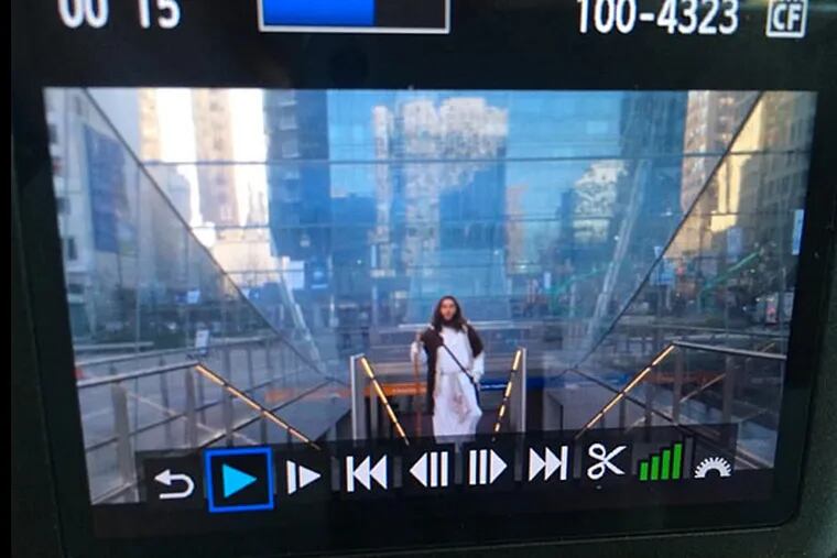 BBC filming of Philly Jesus via Twitter user @AnBress.