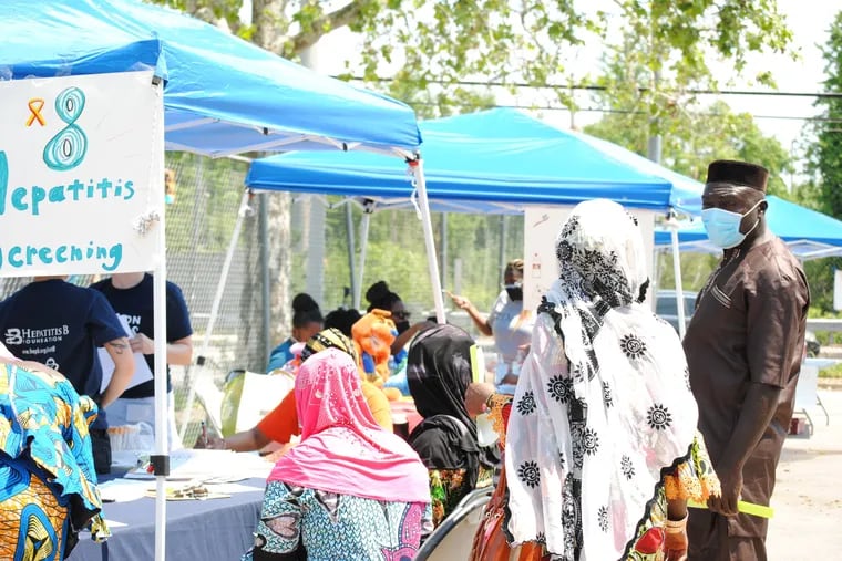 The African Family Health Organization's Spring Health Screening Day in the parking lot of its office at 5400 Grays Ave. on May 21, 2022.