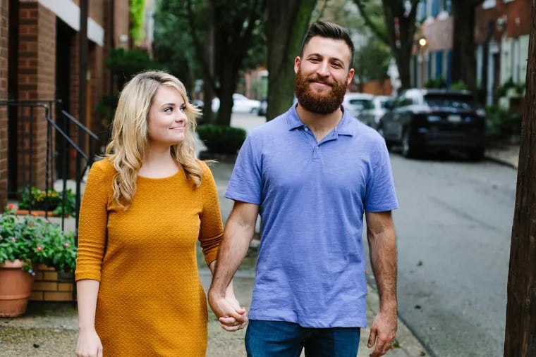 Kate Sisk and Luke Cuccurullo take a stroll through Philadelphia in a scene from Lifetime's "Married at First Sight," whose eighth season marries off eight singles from Philly