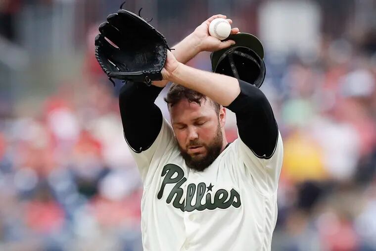 Phillies reliever Tommy Hunter will be sidelined for the rest of the season after undergoing surgery Tuesday.