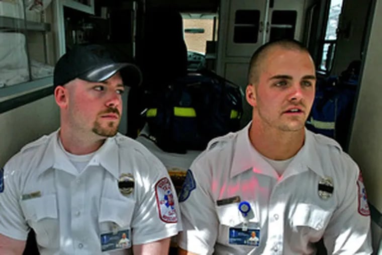 Matt Green (left) and Dover, Del.&#0039;s Matt Lewis, Tech Rescue Squad members and Virginia Tech students, are trying to cope with Monday&#0039;s events.