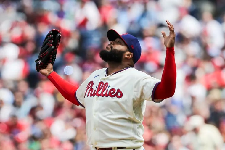 Philadelphia Phillies relief pitcher Jose Alvarado supports his teammates, whether in the bullpen, the field, or in the dugout while recovering from injury.