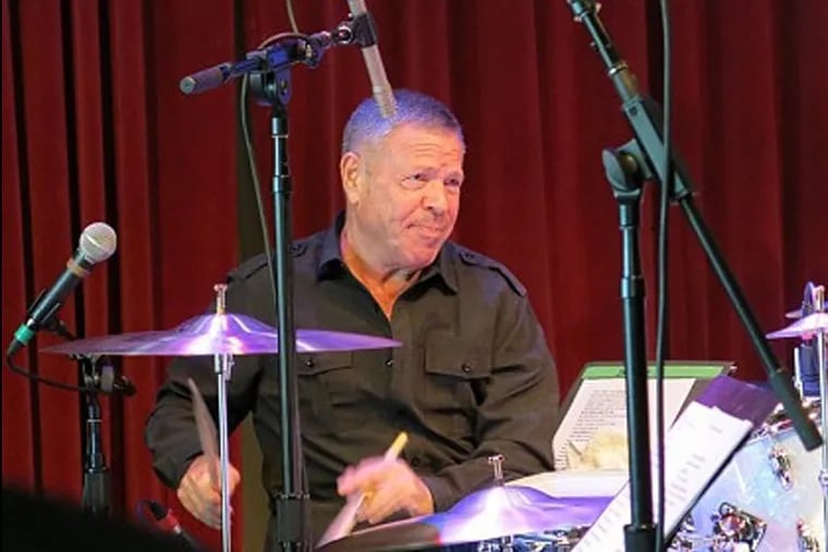 Bruce Klauber performs with a 17-piece band at Upstairs at the World Cafe’ Live in October 2017.