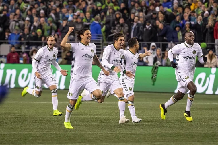 Lancaster native Zarek Valentin led the celebrations after the Portland Timbers beat the Seattle Sounders on penalty kicks to finish a wild playoff series between the longtime rivals.