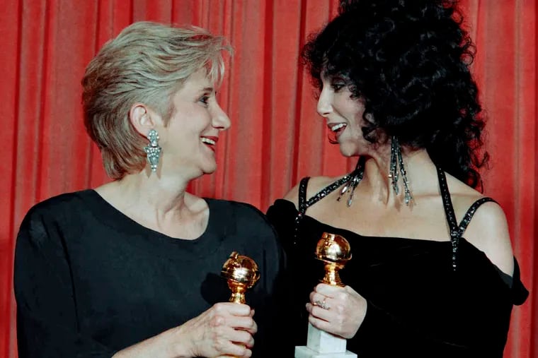 Actress Olympia Dukakis, winner of a Golden Globe for "Best Performance in a Supporting Role" and Cher, winner of the "Best Performance by an Actress in a musical or comedy", hold the awards they received for performances in the hit movie "Moonstruck" at the Beverly Hilton Hotel. Olympia Dukakis, the veteran stage and screen actress whose flair for maternal roles helped her win an Oscar as Cher’s mother in the romantic comedy “Moonstruck,” has died. She was 89.