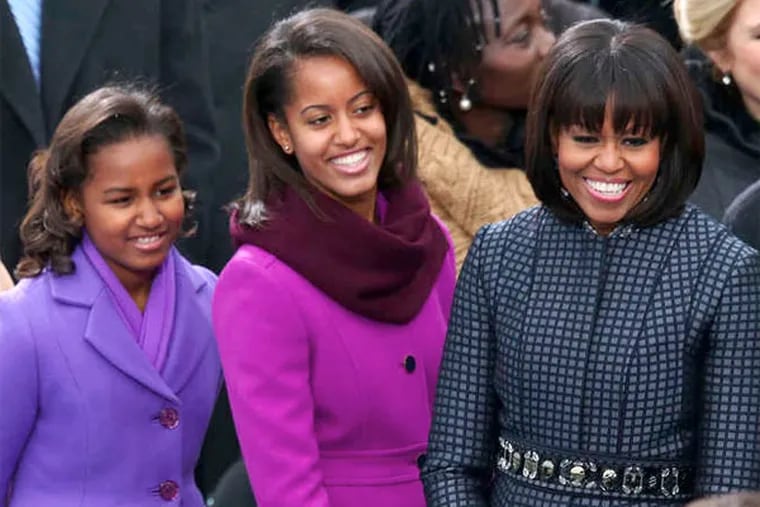 The Obama women in beautiful coats on Inauguration Day.