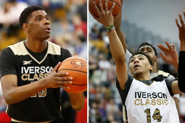Two Villanova recruits, Brandon Slater (left) and Jahvon Quinerly, played in the Iverson Classic on Saturday.