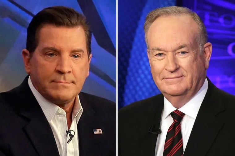 Former Fox News host Eric Bolling, left, slammed former Fox News host Bill O’Reilly for invoking his dead son to defend himself against New York Times reporters.