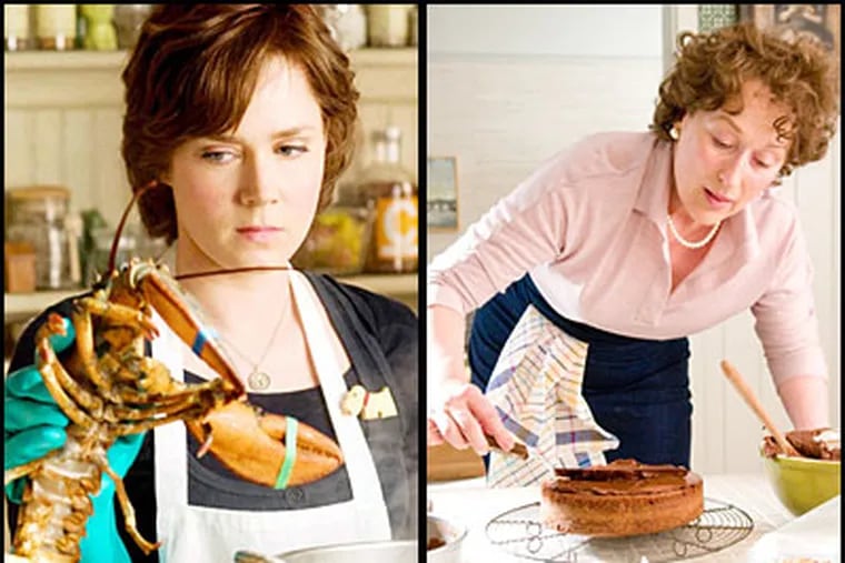 The stars of “J&J”: Amy Adams as Julie Powell, Meryl Streep as Julia Child, and beautiful pies, cakes, lobster, boeuf.