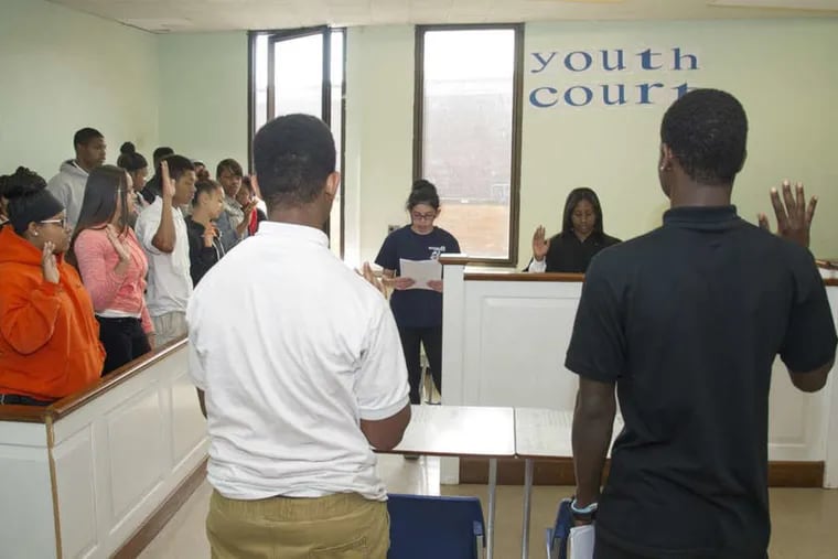 A youth court session in 2015 at Chester High School.