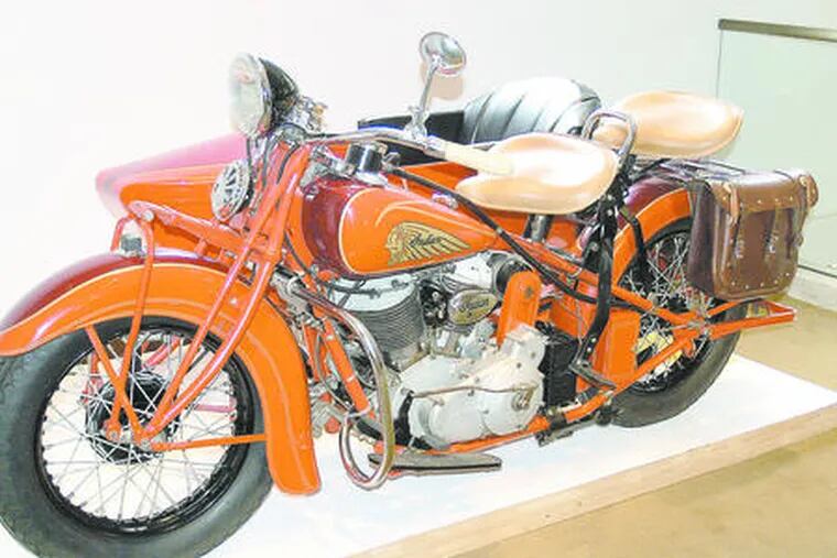 Among the motorcycles on display in the &quot;Born to Be Wild&quot; exhibition at the Reading Public Museum are the 1936 Indian Chief, left, and the 2005 Predator. In addition to the flash, the show also aims to celebrate imaginative design.