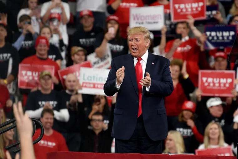 President Donald Trump during a campaign rally in Hershey, Pa., in 2019.