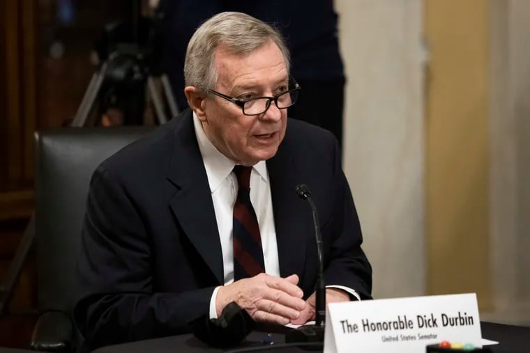 Sen. Dick Durbin, D-Ill., introduces Secretary of State nominee Antony Blinken during his confirmation hearing to be Secretary of State before the Senate Foreign Relations Committee on Capitol Hill in Washington, Tuesday, Jan. 19, 2021.